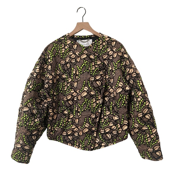 A.L.C. Emory Brown Peach Green Quilted Asymmetrical Floral Jacket Size Medium - Picture 1 of 13